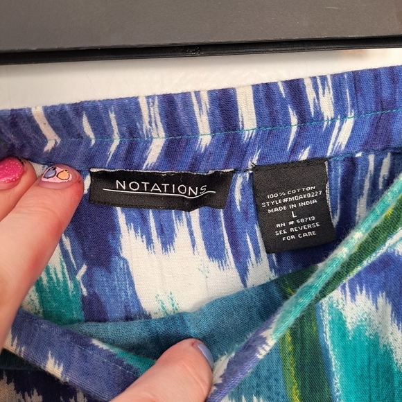 Notations Blue Green White Beachy Summer Tiered Watercolor Midi Skirt Size 3X - Picture 4 of 6